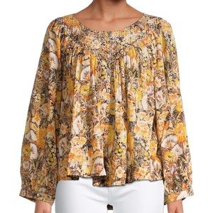 Free People Blouse Cool Meadow Print Top